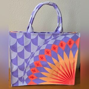 Harrods 2023 Summer Edition Canvas Print Large Tote Bag Purple & Orange Sunburst
